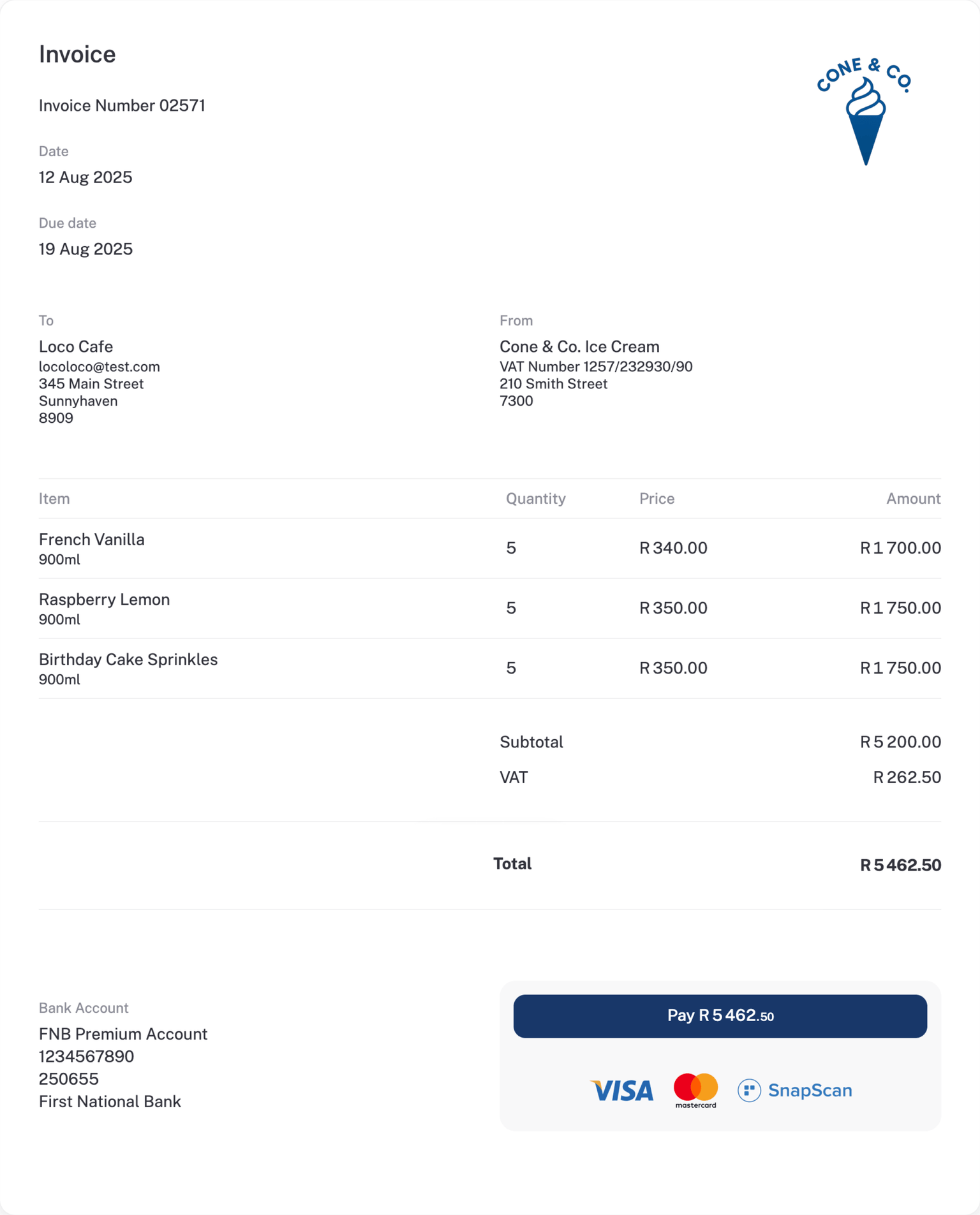 Invoice example